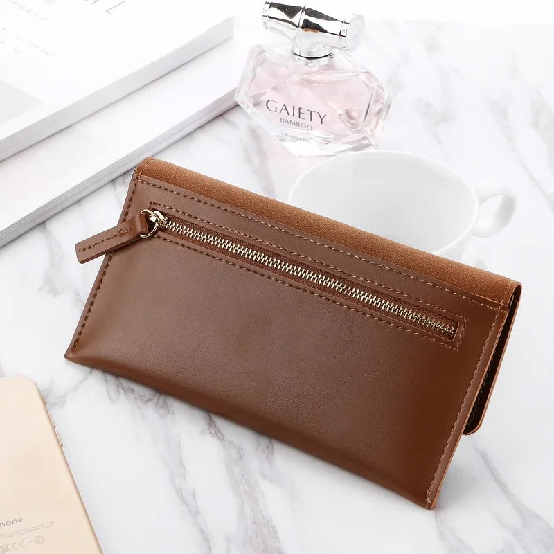 2023 Leather Women Wallets Hasp Lady Moneybags Zipper Coin Purse Woman Envelope Wallet Money Cards ID Holder Bags Purses Pocket